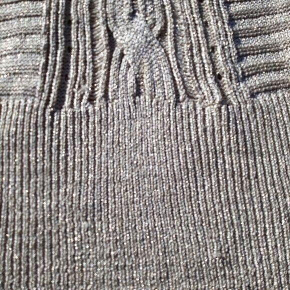 WHBM Metallic Tunic Textured Cable Knit Scoop Kimono Batwing Sweater Gold Sz L - Picture 12 of 13